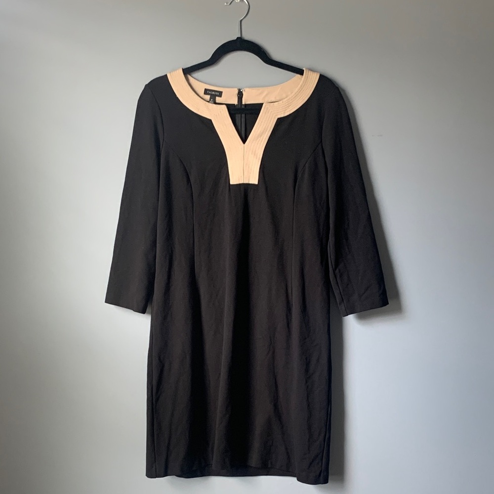 Black Dress with 3/4 sleeve and Cream Accents